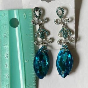 Aqua Pierced Pageant Earrings